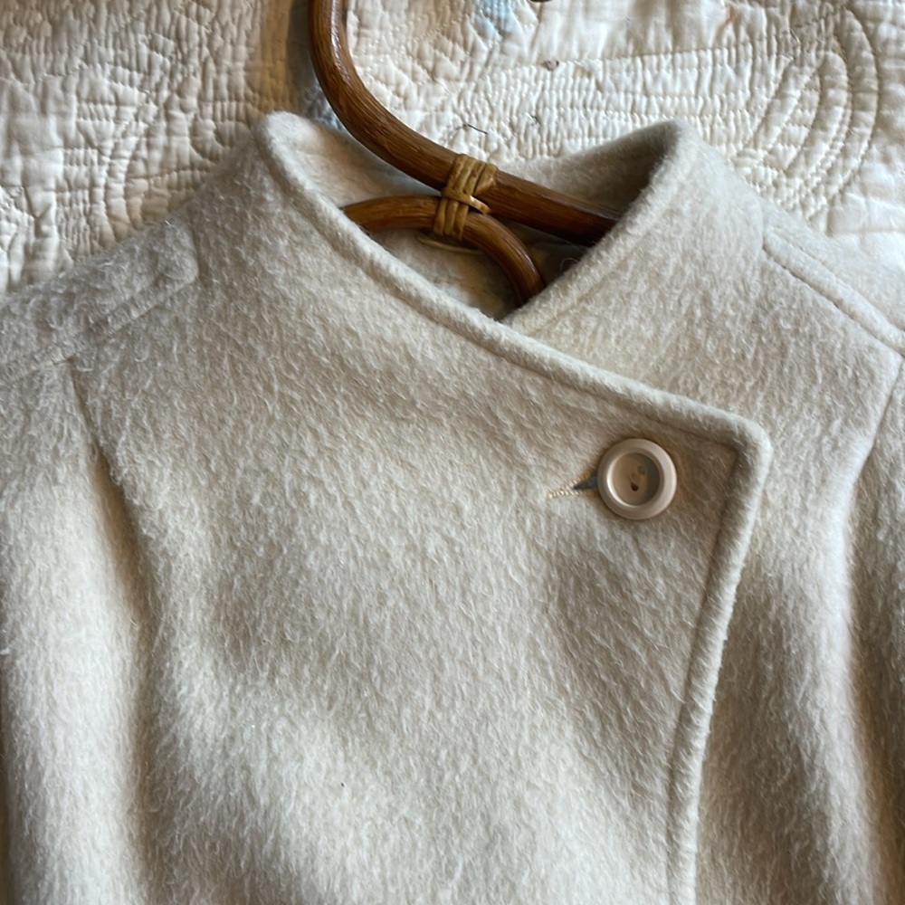 VTG cream mohair wool mod Jackie O jacket trench medium 8 - Picture 12 of 16